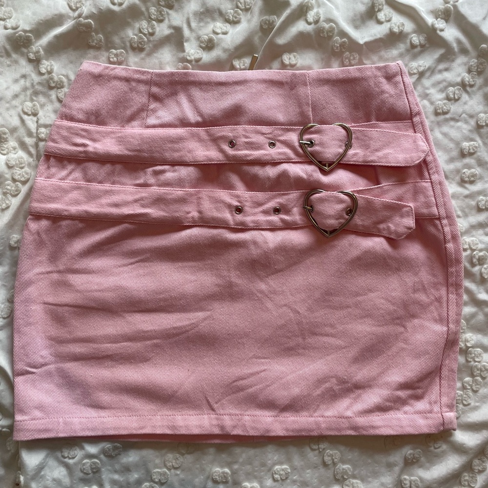 Beginning Boutique Pink Hearts Mini Skirt - Picture 3 of 4